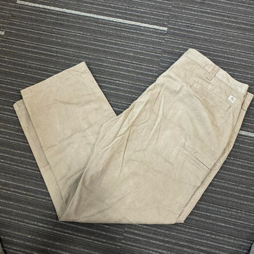 Tan baggy Carhartt straight leg workwear casual trousers pants